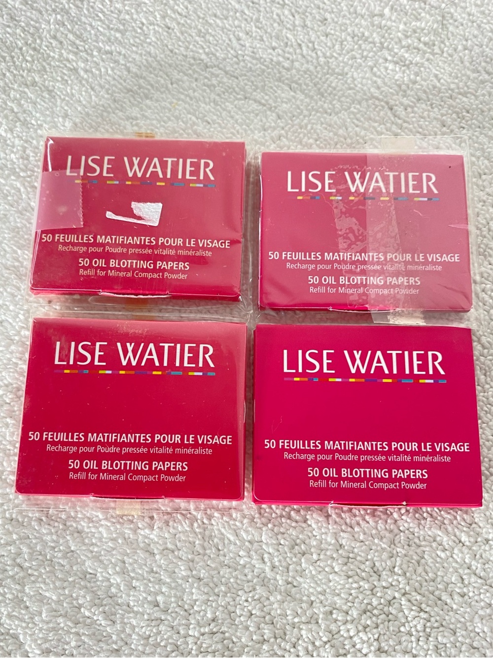 Lise Watier 4 Pack Oil Blotting Papers Refill Mineral Compact Powder Face
